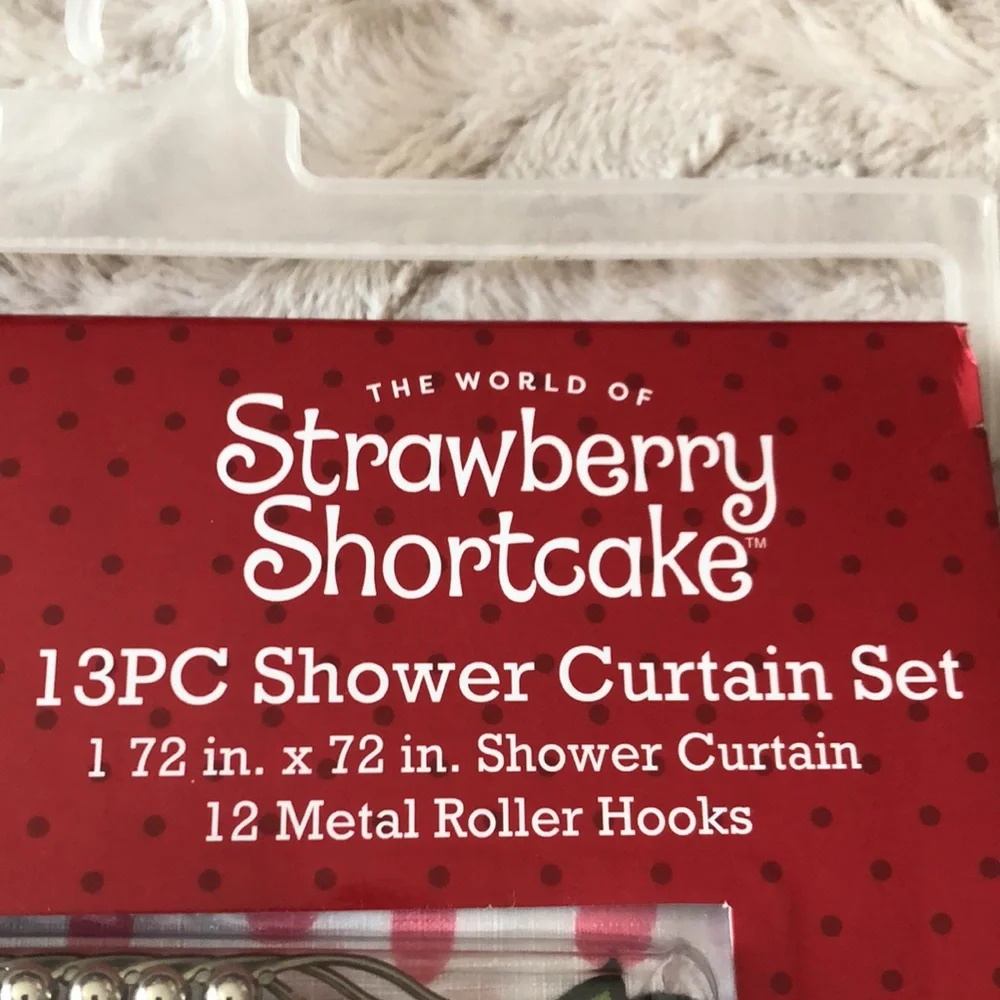 Strawberry Shortcake Shower Curtain Set - Pink Polka Dot